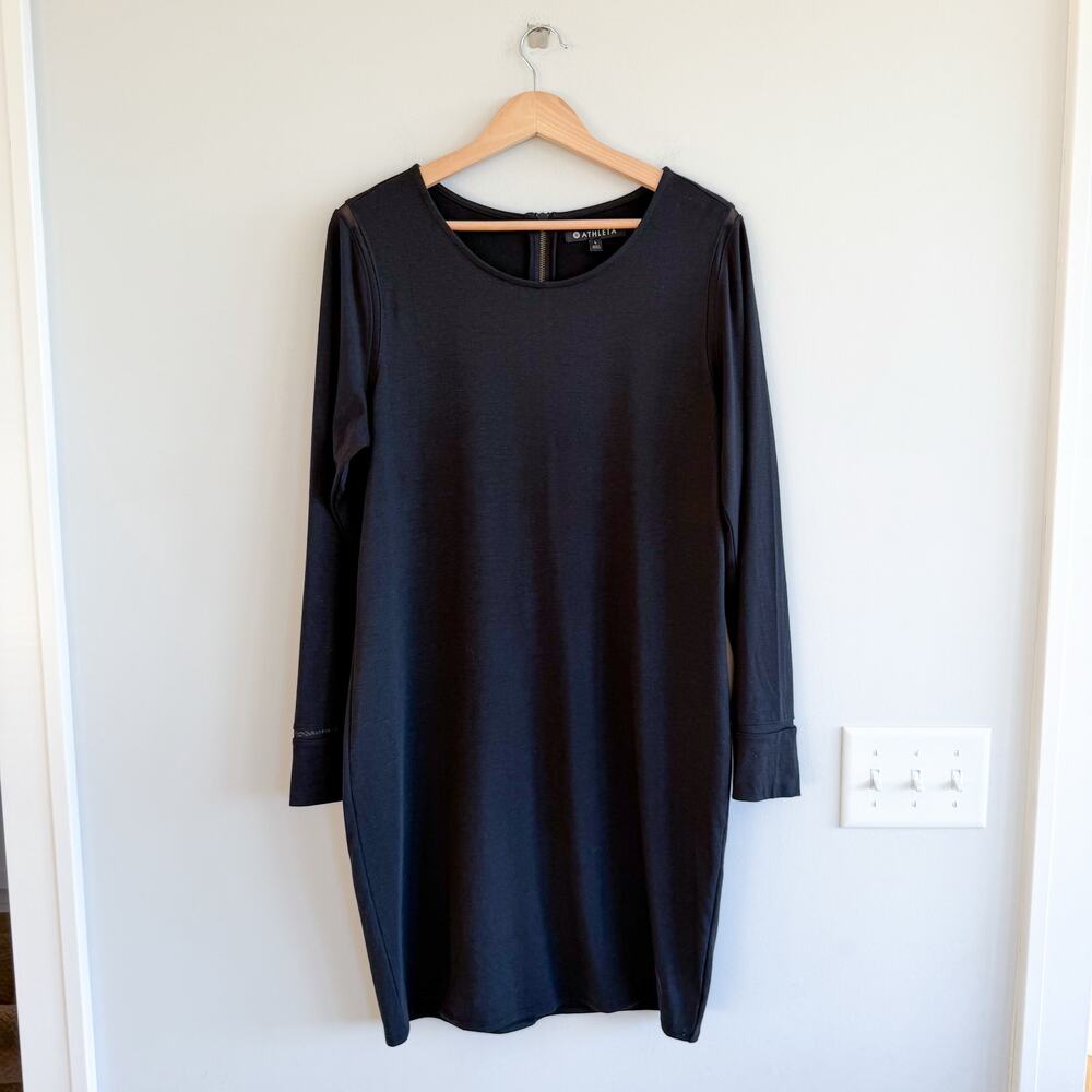Athleta Industry Weekend Merino Wool Blend Long Sleeve Dress Black L